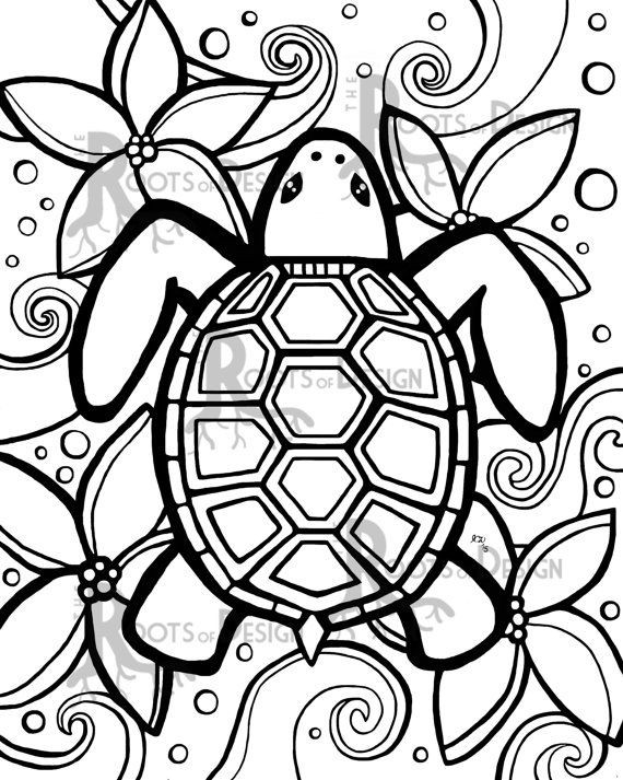 Simple Coloring Pages For Adults
 INSTANT DOWNLOAD Coloring Page Simple Turtle zentangle