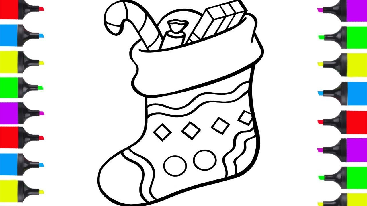 Simple Coloring Pages For Kids
 How To Draw Stocking For Christmas Easy