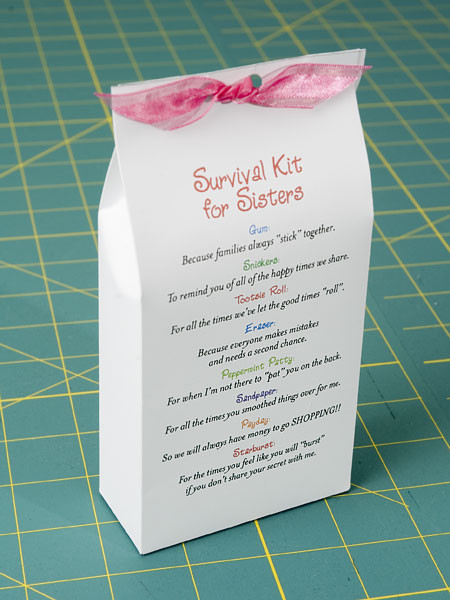 Sister Birthday Gift Ideas
 “Survival Kit for Sisters” Pattern Gifts U Can Make