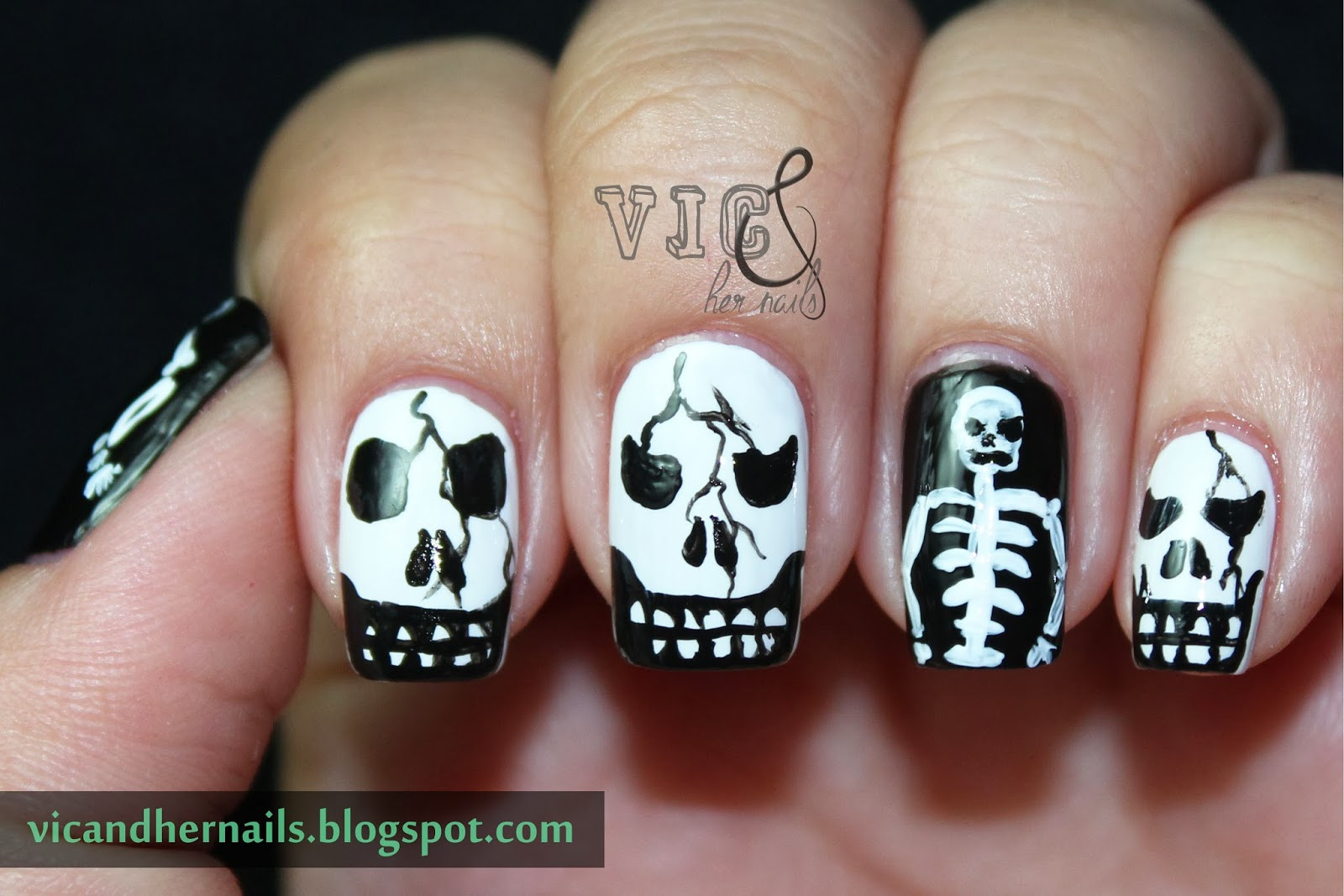 Skeleton Nail Designs
 Vic and Her Nails Halloween Nail Art Challenge Skull
