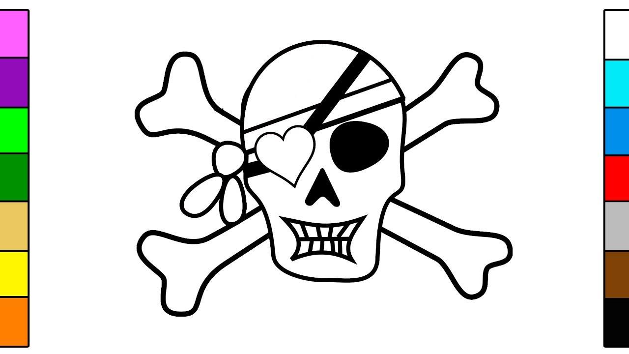 Skull Coloring Pages For Kids
 Pirate Skull & Skeleton Coloring Pages