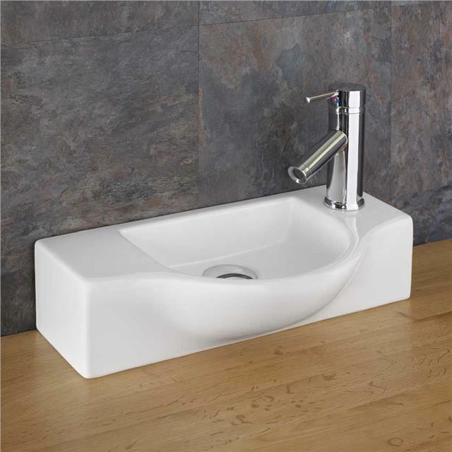 Slim Bathroom Sink
 Narrow Sink 44cm x 24 5cm Space Saving Countertop Shaped