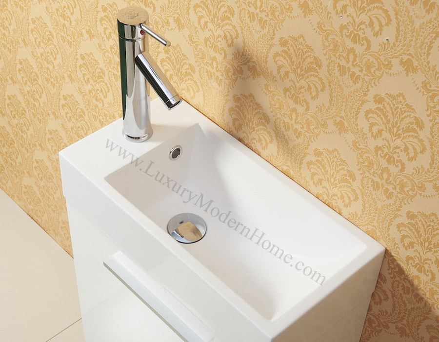 Slim Bathroom Sink
 Vanity Sink 20" small narrow short WHITE modern bathroom