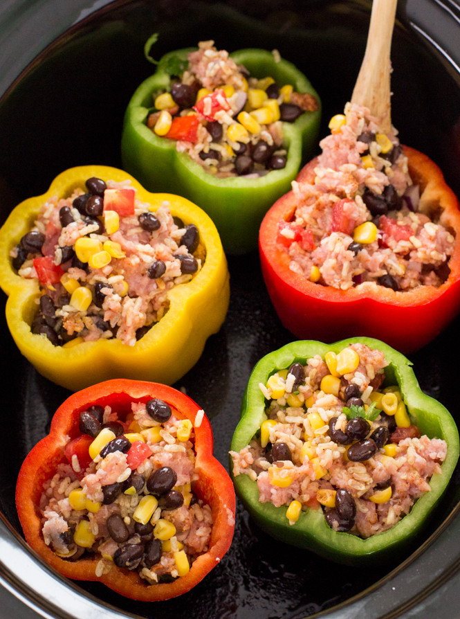 Slow Cooker Stuffed Bell Peppers
 Mexican Slow Cooker Stuffed Peppers