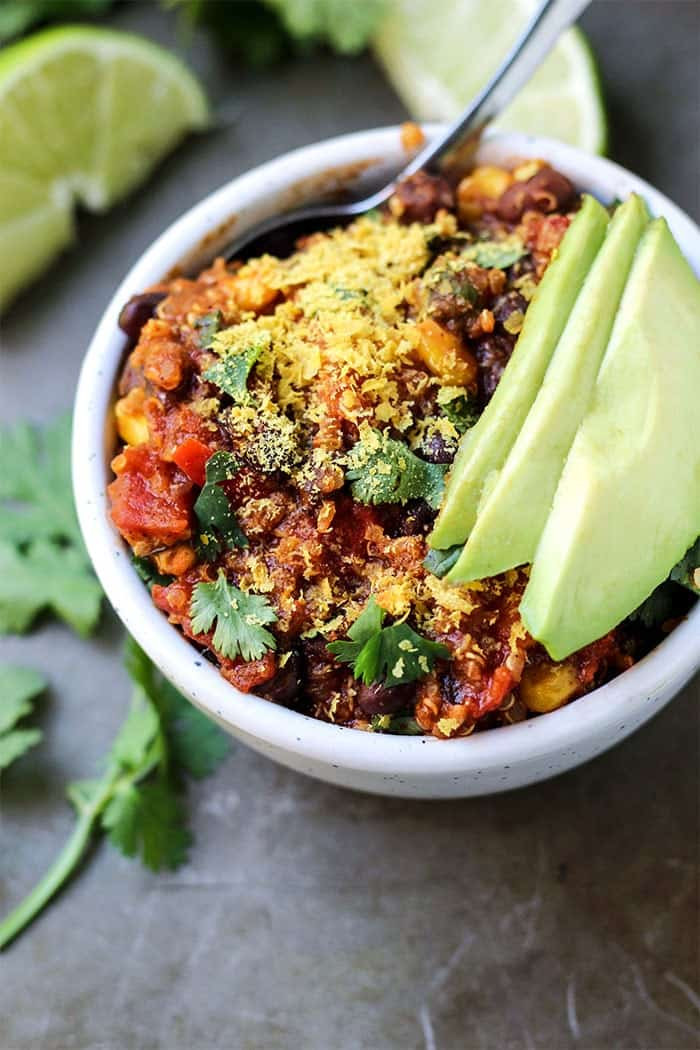 Slow Cooker Vegetarian Enchiladas
 Slow Cooker Vegan Enchilada Quinoa Chili • Fit Mitten Kitchen