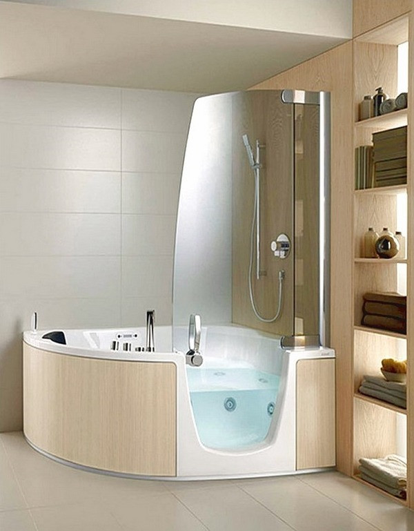 Small Bathroom With Tub
 Corner whirlpool tub – the perfect solution for small