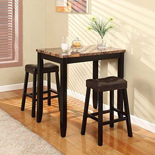 Small Kitchen Tables With Stools
 Counter Height Table Stools 3 Piece Brown Marble Breakfast