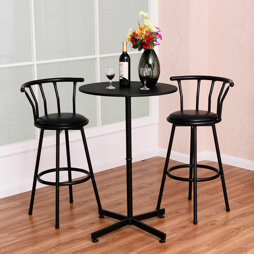 Small Kitchen Tables With Stools
 3 Piece Bar Table Set with 2 Stools Bistro Pub Kitchen