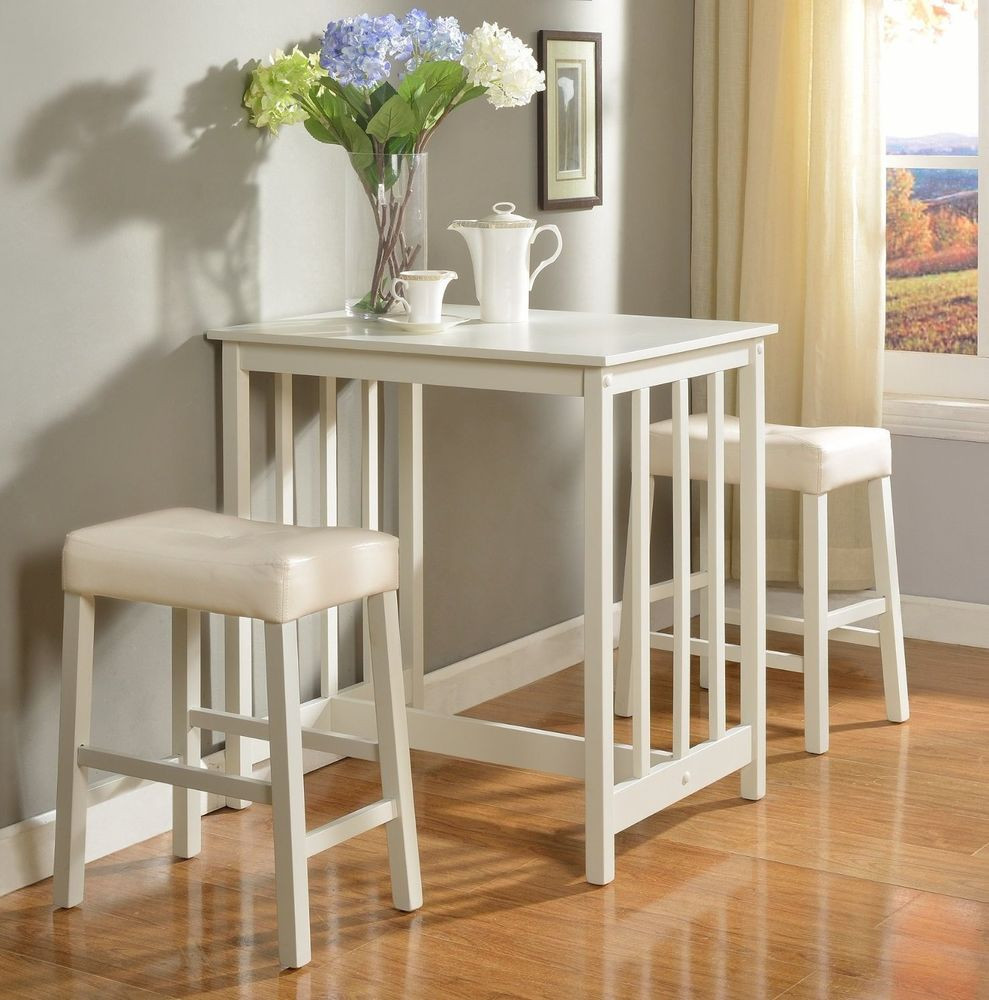 Small Kitchen Tables With Stools
 Counter Height Dining Breakfast Set Bar White Table Stools