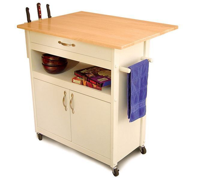 Small Kitchen Utility Cart
 Rolling Utility Cart Wood Top Cabinet Storage Organizer