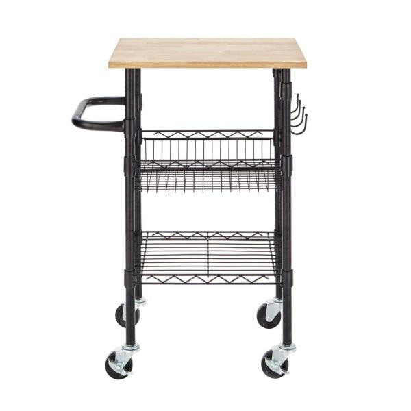Small Kitchen Utility Cart
 StyleWell Gatefield Black Small Kitchen Cart with Rubber