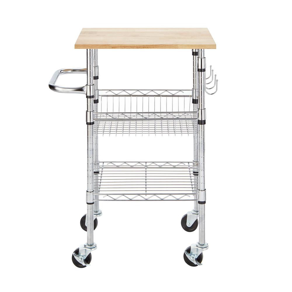 Small Kitchen Utility Cart
 StyleWell Gatefield Chrome Small Kitchen Cart with Rubber