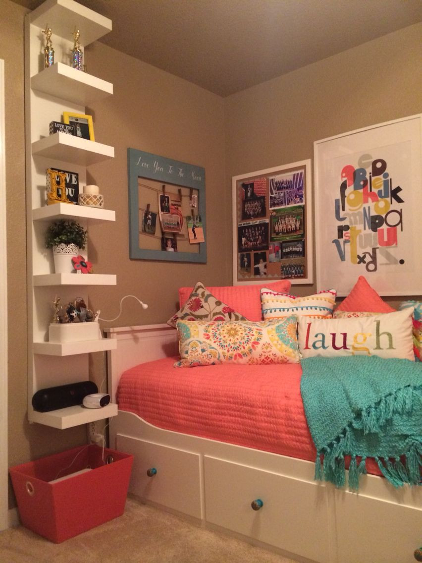 Small Teen Girl Bedroom
 Teenage daughter s plete small coral and teal bedroom