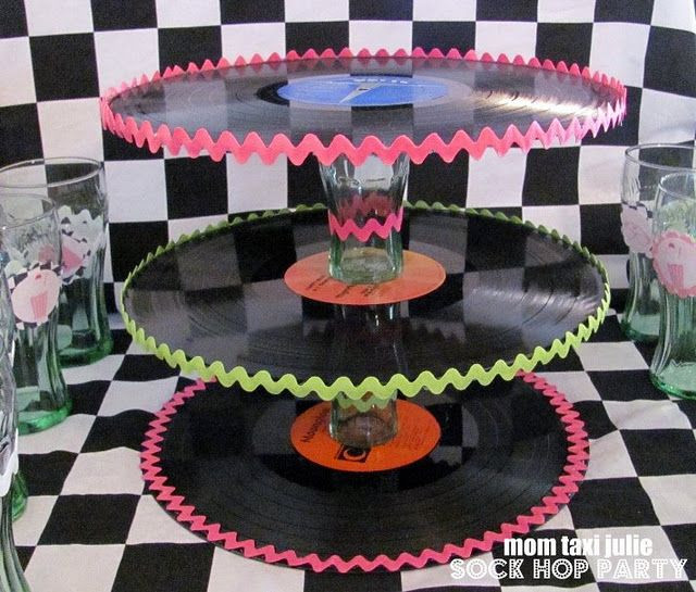 Sock Hop Decorations DIY
 Record Album Cake Stand sooo cute DIY Ideas