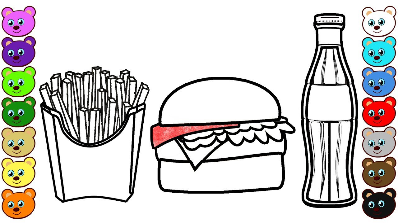 Soda Pop Girls Coloring Pages
 Hamburger Soda and French Fries