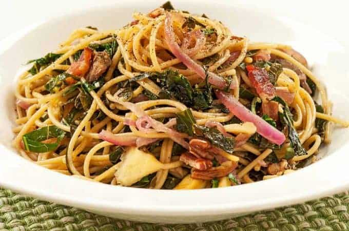 Southern Style Spaghetti
 Southern Style Spaghetti with Collards and Bacon Recipe