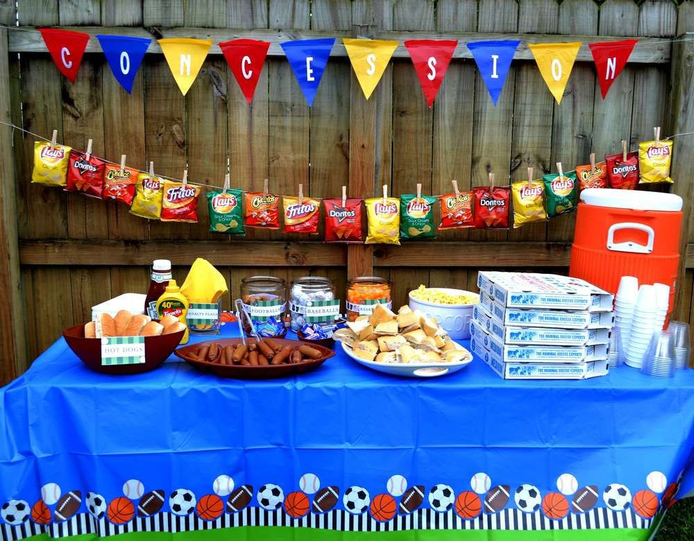 Sport Birthday Party Ideas
 Fun food table at a sports birthday party See more party