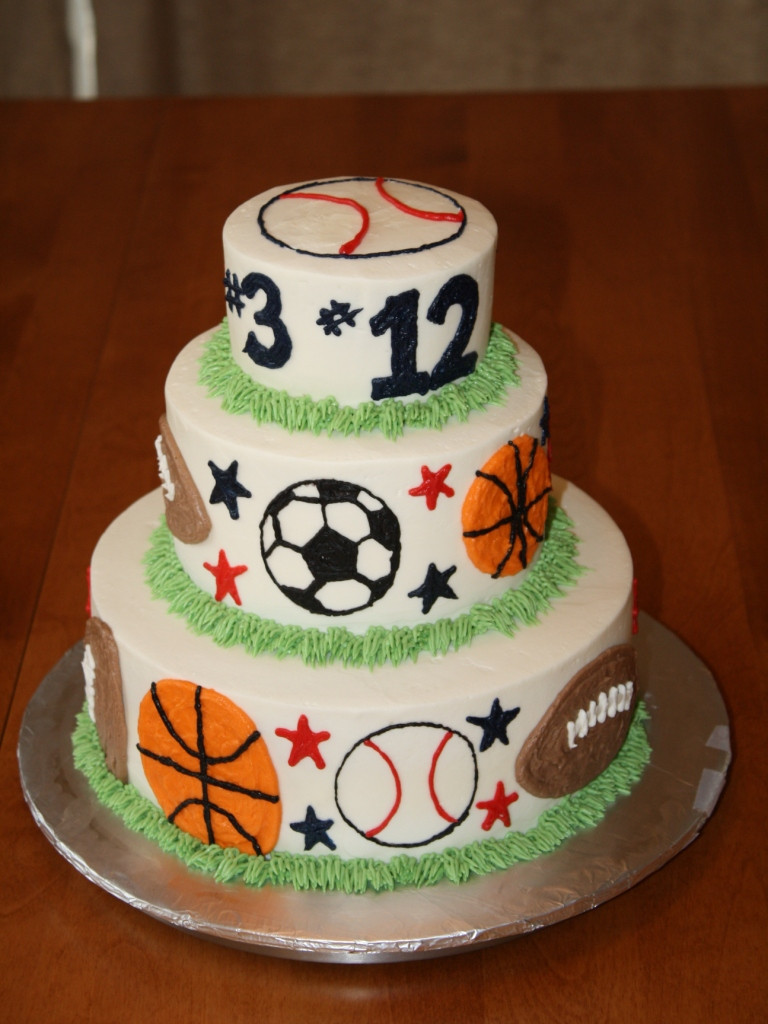 Sports Themed Birthday Cakes
 Party Cakes 3 tier Sports Birthday Cake