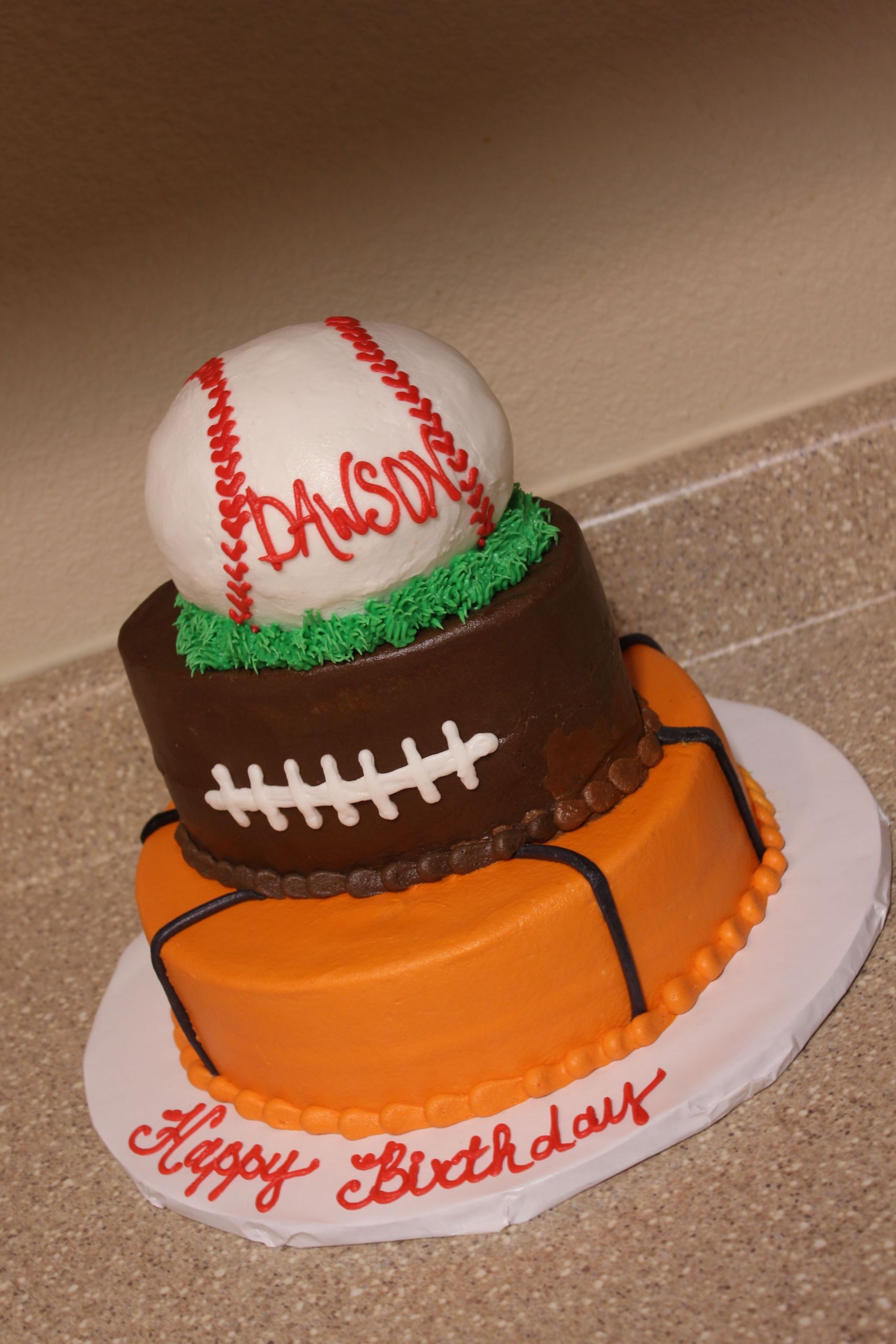 Sports Themed Birthday Cakes
 Couldn t decide on just one sport Here is a way to