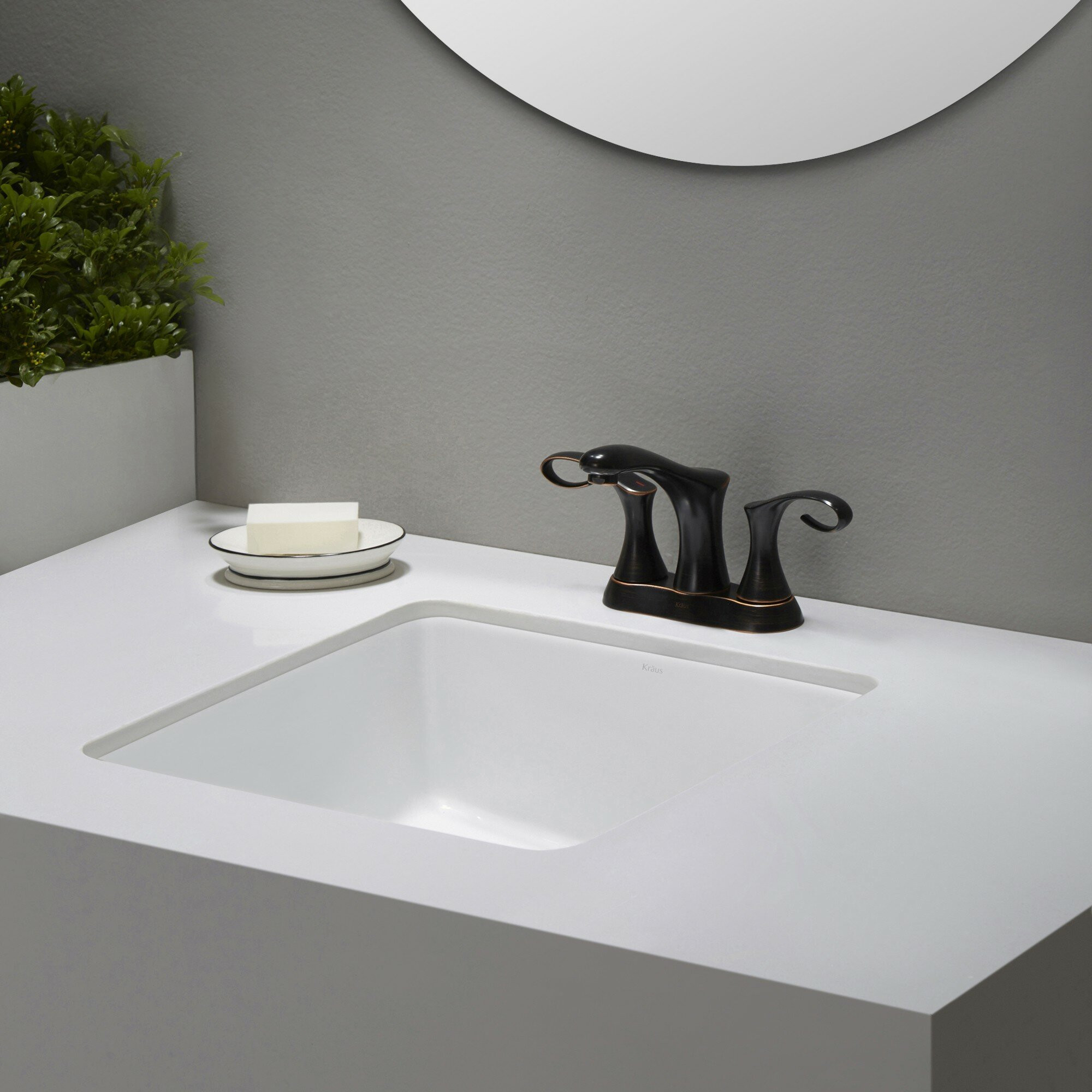 Square Undermount Bathroom Sink
 Elavo™ Ceramic Square Undermount Bathroom Sink with