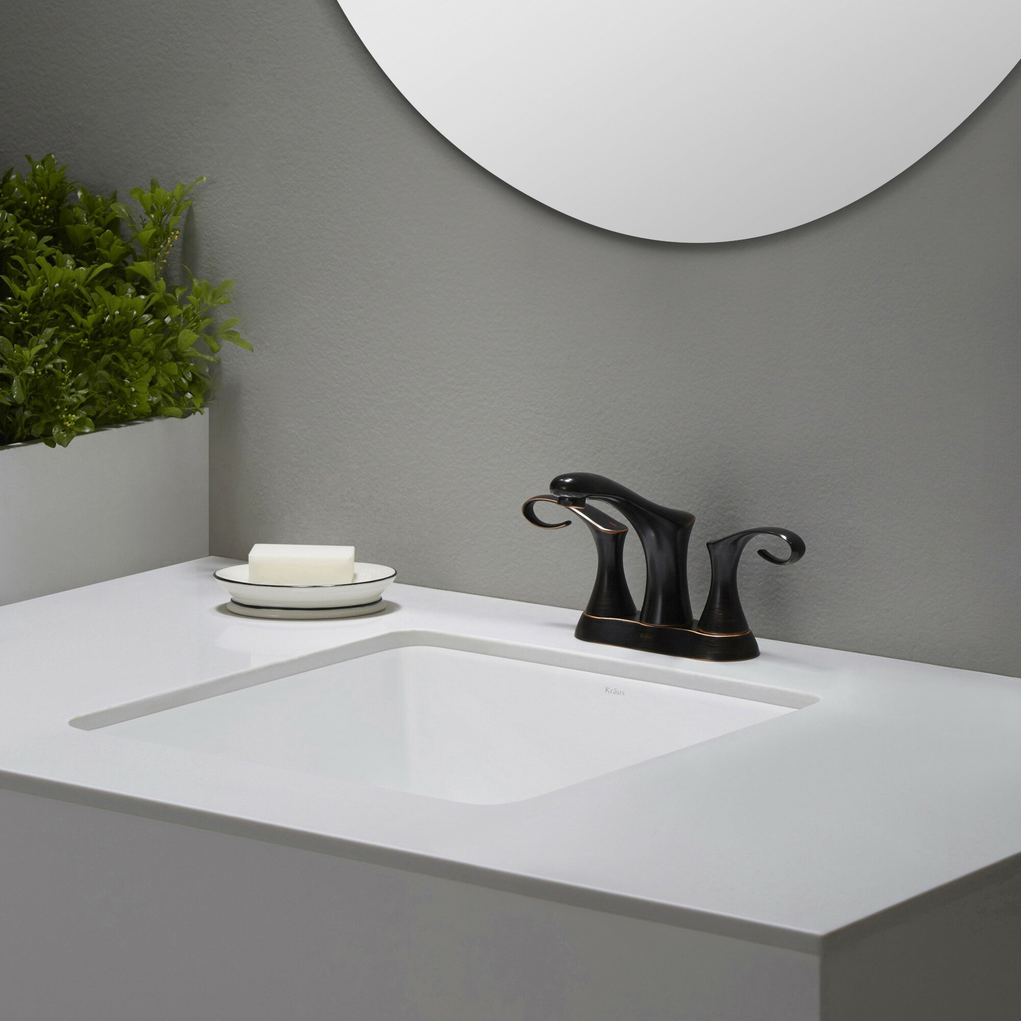 Square Undermount Bathroom Sink
 Kraus Elavo™ Ceramic Square Undermount Bathroom Sink with