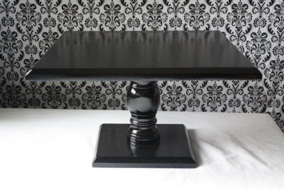 Square Wedding Cake Stand
 14 inch Square Black Cake Pedestal Stand by TimberAndStitch