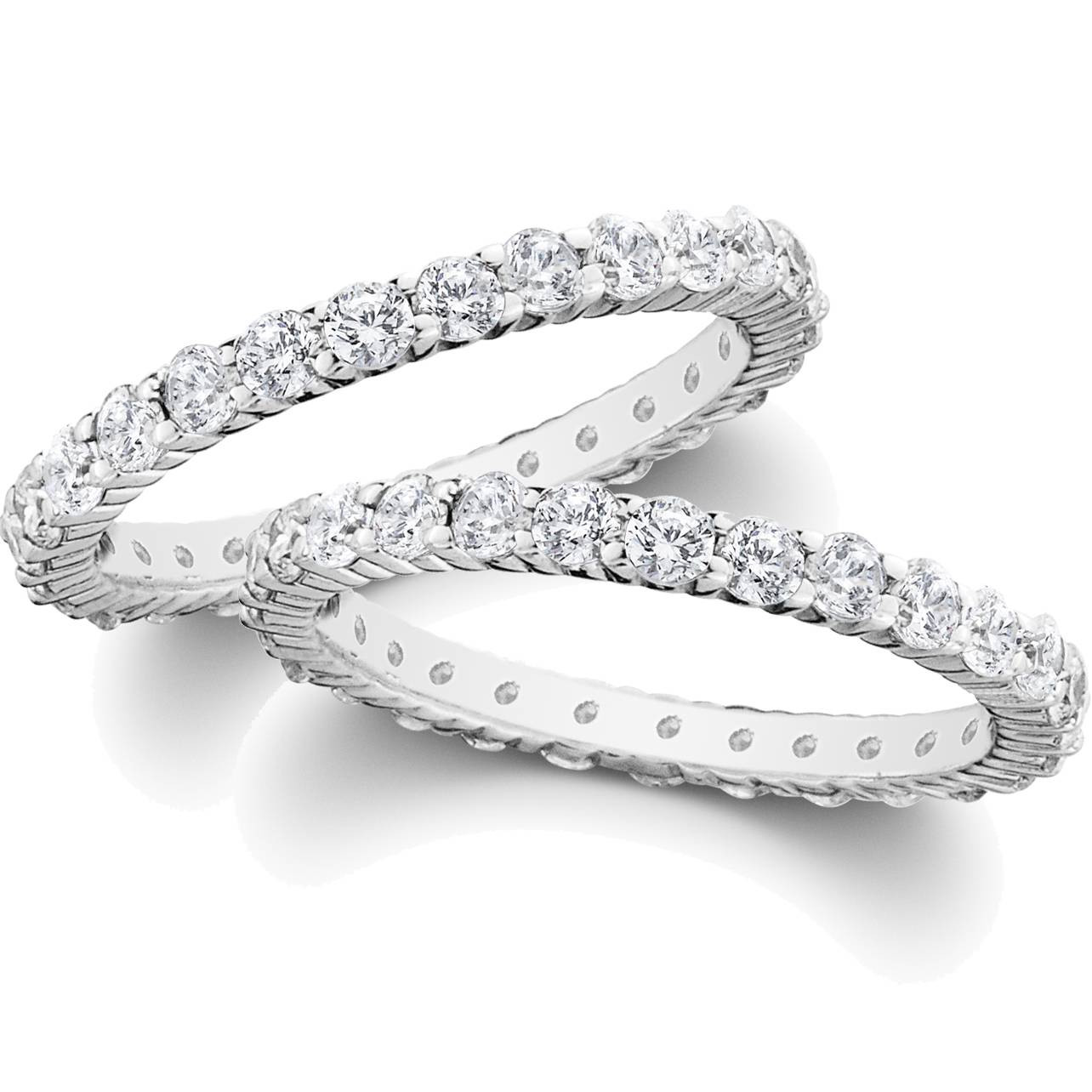 Stackable Wedding Bands
 2ct Diamond Eternity Stackable Wedding Rings Set 14K White