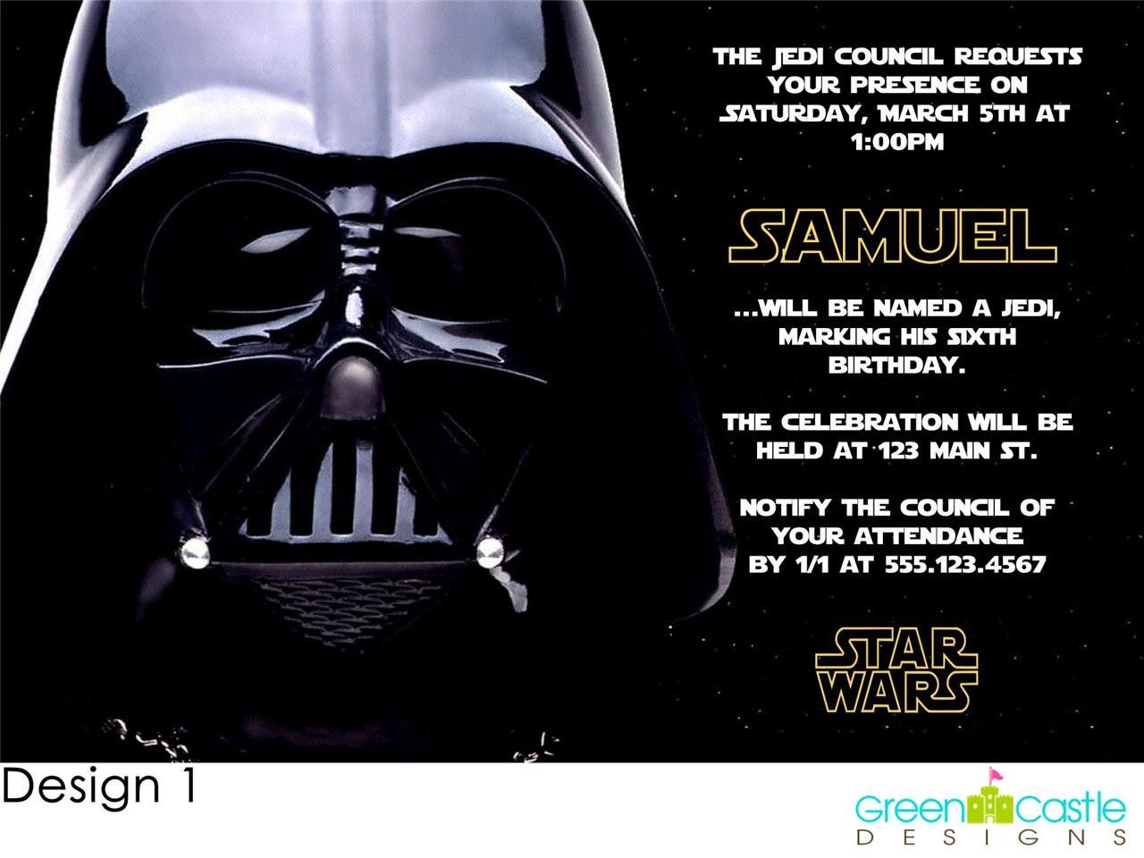 Star Wars Birthday Invitations
 20 Star Wars Invitations Darth Vader Custom