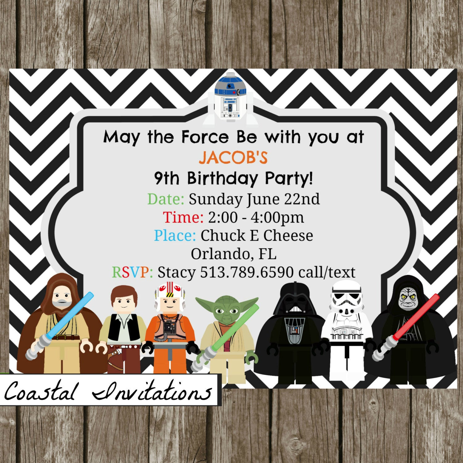 Star Wars Birthday Invitations
 Lego Star Wars Birthday Party Invitation by CoastalInvitations