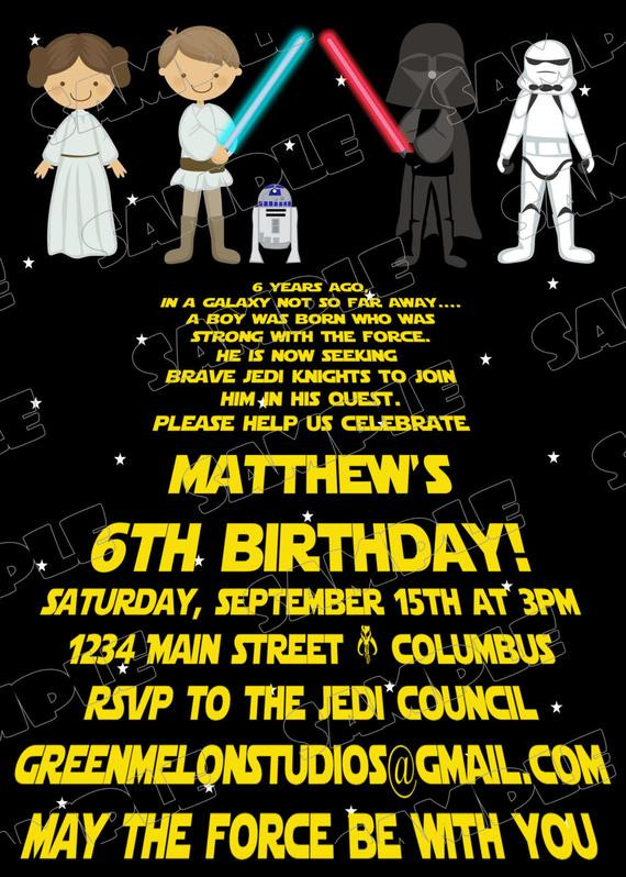 Star Wars Birthday Invitations
 Star wars scroll jedi birthday party printable invitations
