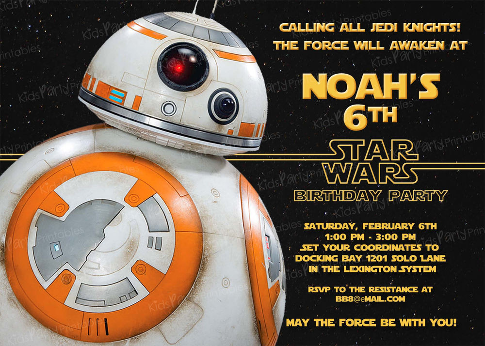 Star Wars Birthday Invitations
 20 BB8 Star Wars The Force Awakens Birthday Party