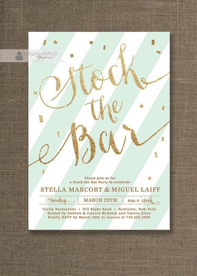 Stock The Bar Engagement Party Ideas
 Gold Glitter Stock The Bar Invitation Engagement Party