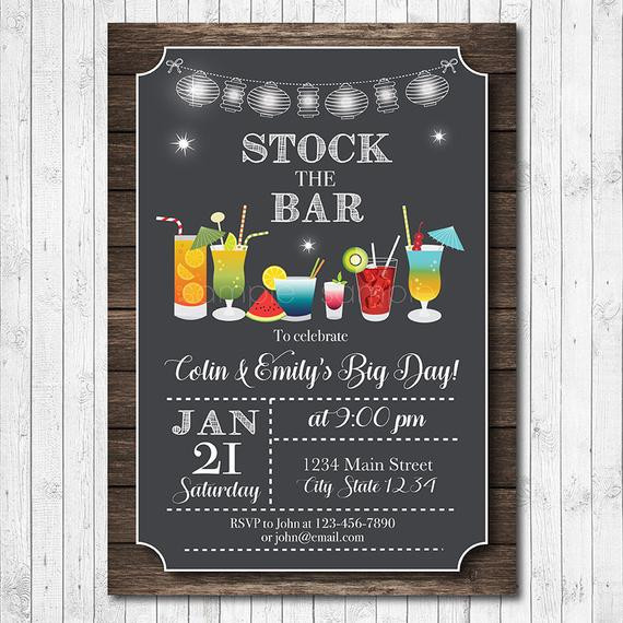 Stock The Bar Engagement Party Ideas
 Stock the Bar Invitation Couples Shower invite Wedding