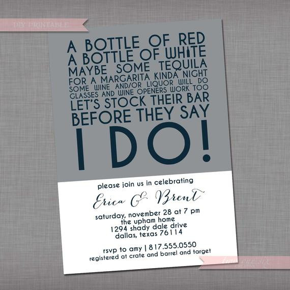 Stock The Bar Engagement Party Ideas
 Items similar to Stock the Bar Invitation Wedding Bridal