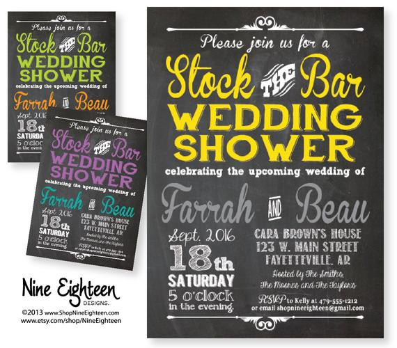 Stock The Bar Engagement Party Ideas
 Stock The Bar Wedding Shower Party Invitation by NineEighteen