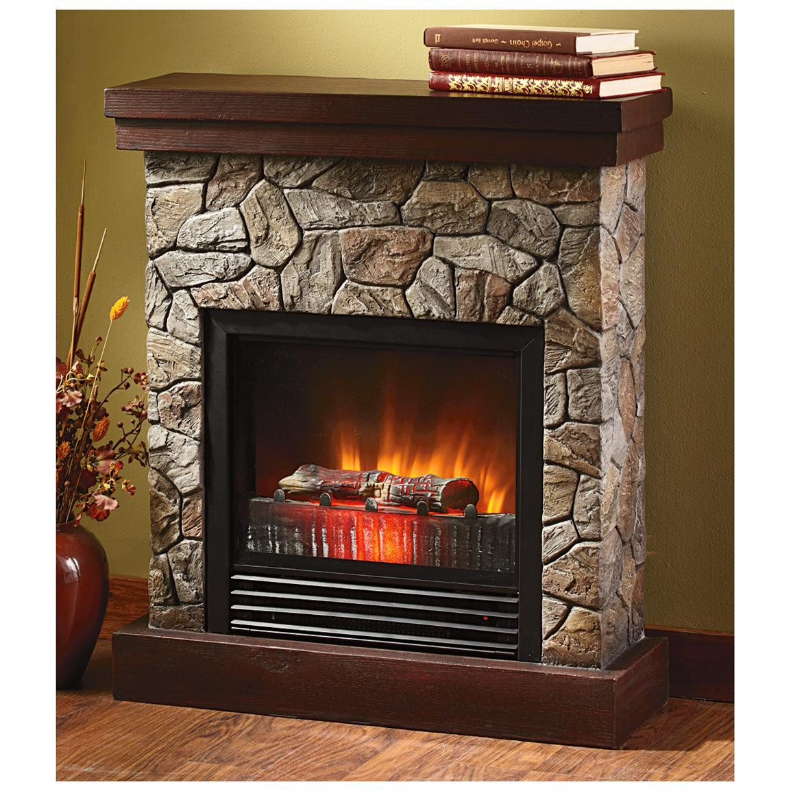 Stone Fireplace Electric
 Stone Electric Fireplace for Modern Rustic Home Designs