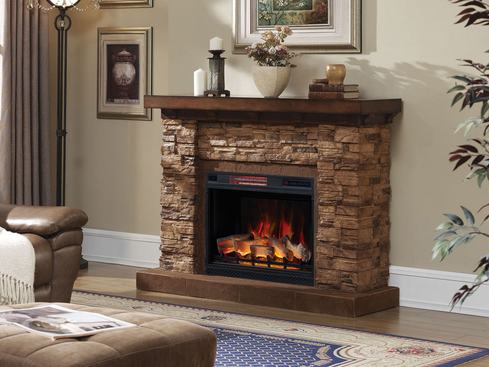 Stone Fireplace Electric
 Grand Canyon 28 In Stacked Stone Infrared Electric