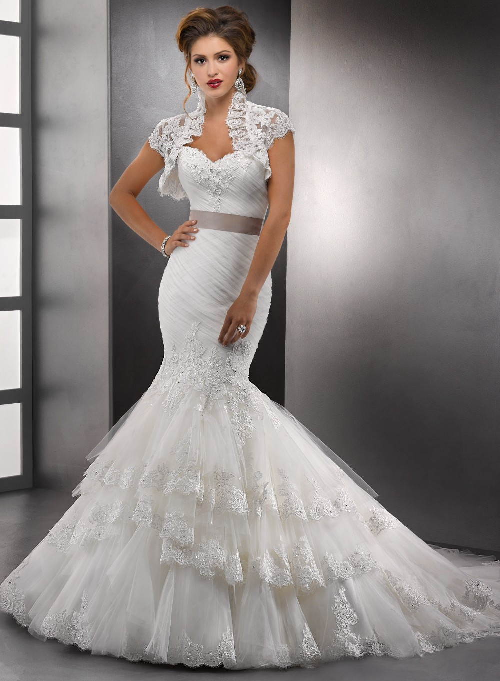 Strapless Mermaid Wedding Dresses
 Romantic Ruched Strapless Mermaid Wedding Dress 2015 Lace
