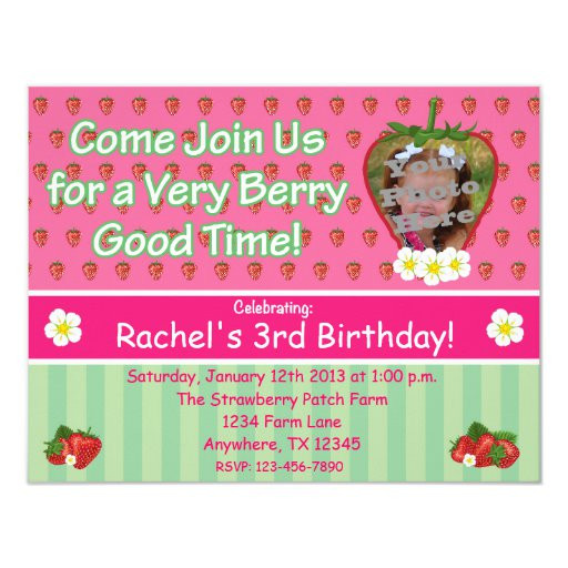 Strawberry Birthday Invitations
 Strawberry Birthday Party Invitation