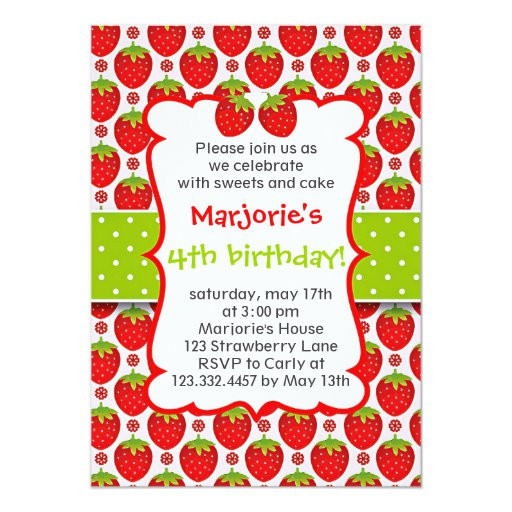 Strawberry Birthday Invitations
 Sweet Strawberry Birthday Party Invitation
