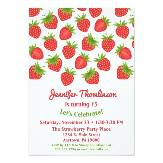 Strawberry Birthday Invitations
 Strawberry Birthday Invitation Summer Strawberries