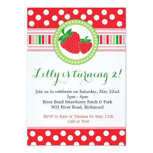 Strawberry Birthday Invitations
 Strawberry Polka Dot Party Invitation