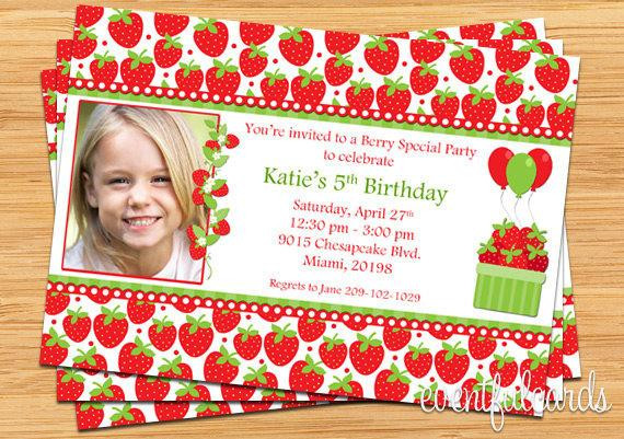 Strawberry Birthday Invitations
 Strawberry Birthday Party Invitations Printable