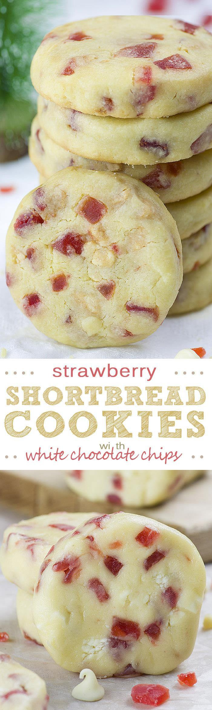 Strawberry Shortbread Cookies
 White Chocolate Strawberry Shortbread Cookies