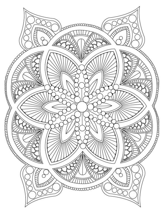 Stress Relief Coloring Pages Printable
 Abstract Mandala Coloring Page for Adults Digital Download