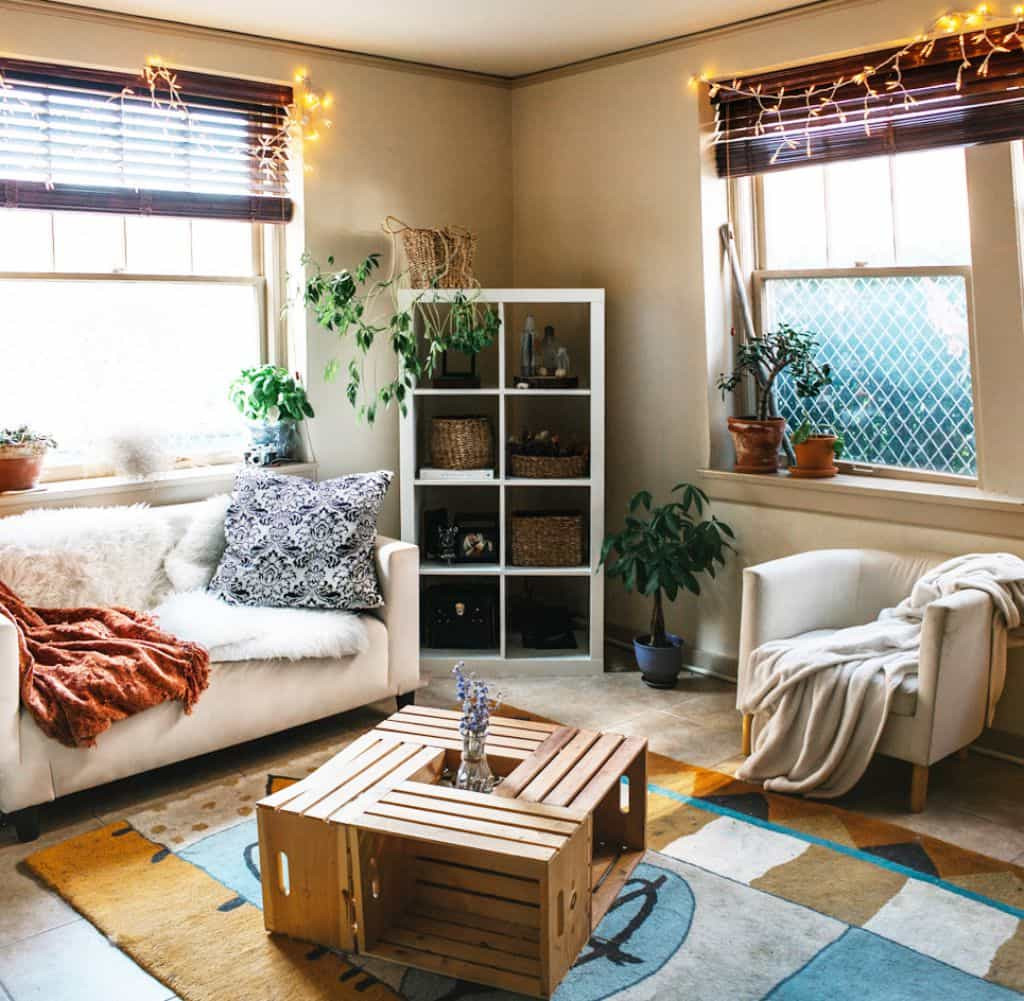 String Lights Living Room
 Living Room With Houseplants And String Lights Striking