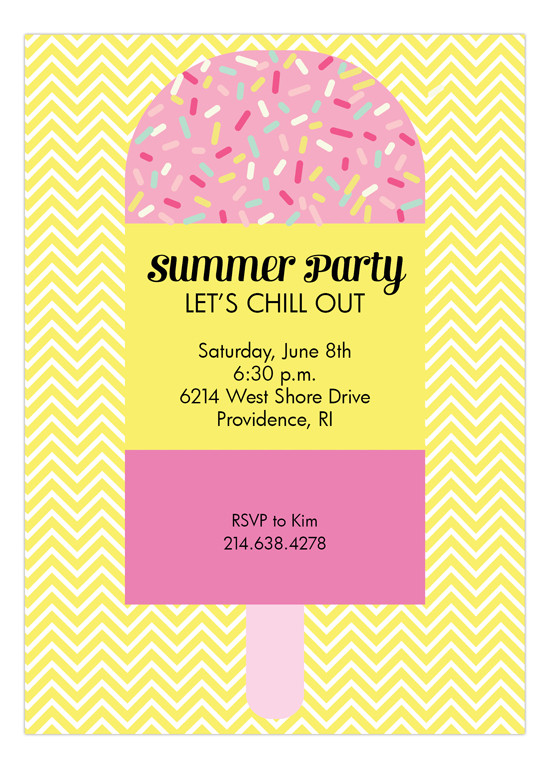 Summer Birthday Party Invitation Ideas
 Popsicle Invitation with Sprinkles and Chevron