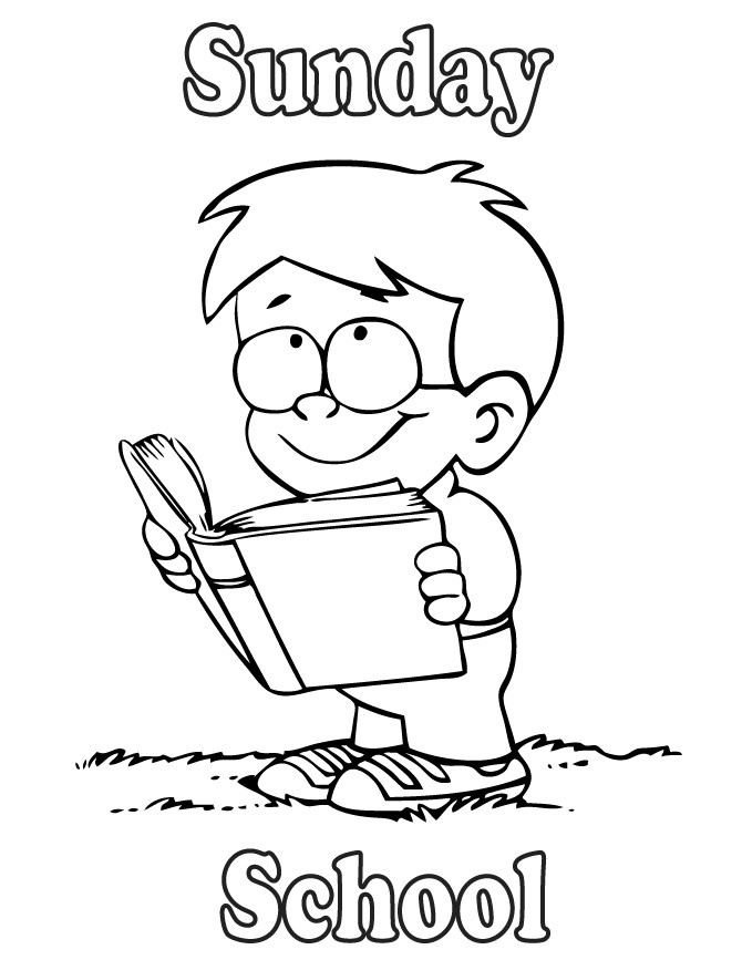 Sunday School Coloring Pages Kids
 Boy Reading Bible Sunday School Coloring Page