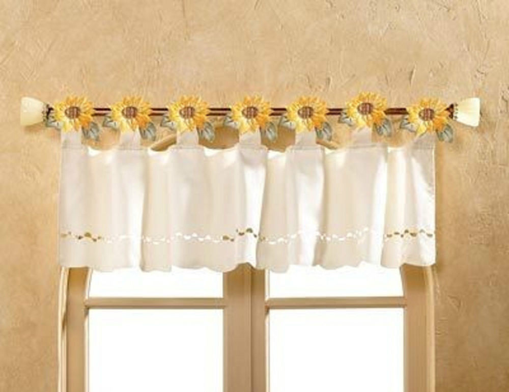 Sunflower Kitchen Curtains
 3D Country Yellow Sunflower Flower Cutout Window Valance