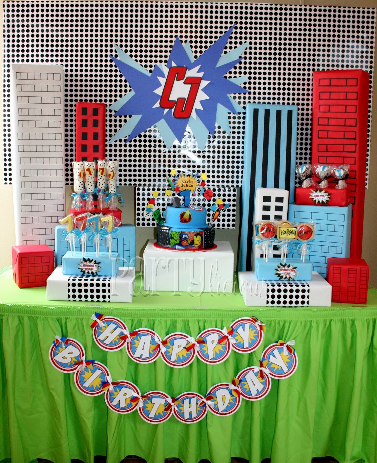 Super Hero Birthday Party
 Partylicious Events PR Birthday Marvelous Superhero